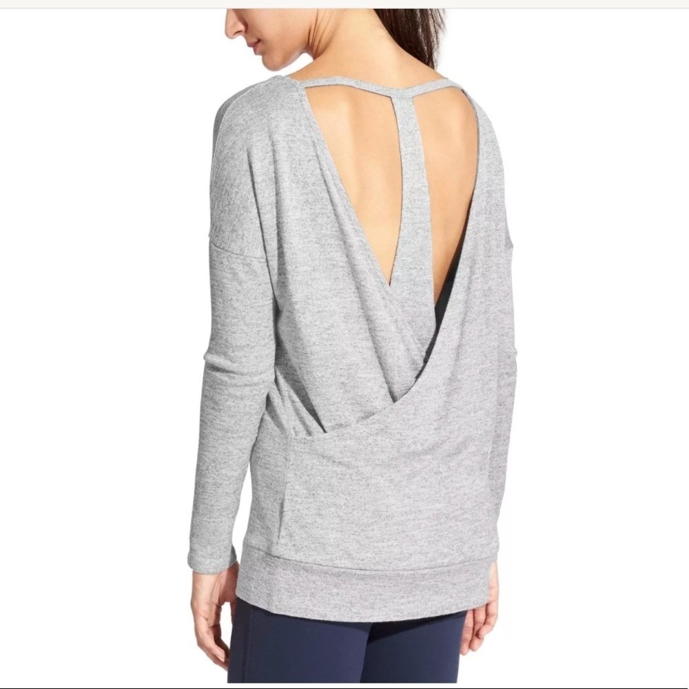 Athleta Pose Layered Top In Light Grey- Women's Size Small